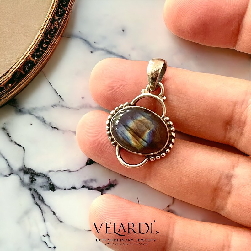 Colgante Labradorita Azul de Madagascar - Joyas Velardi