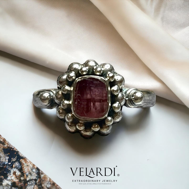 Selene — Anillo de Turmalina Rosa de Bali en Plata 925
