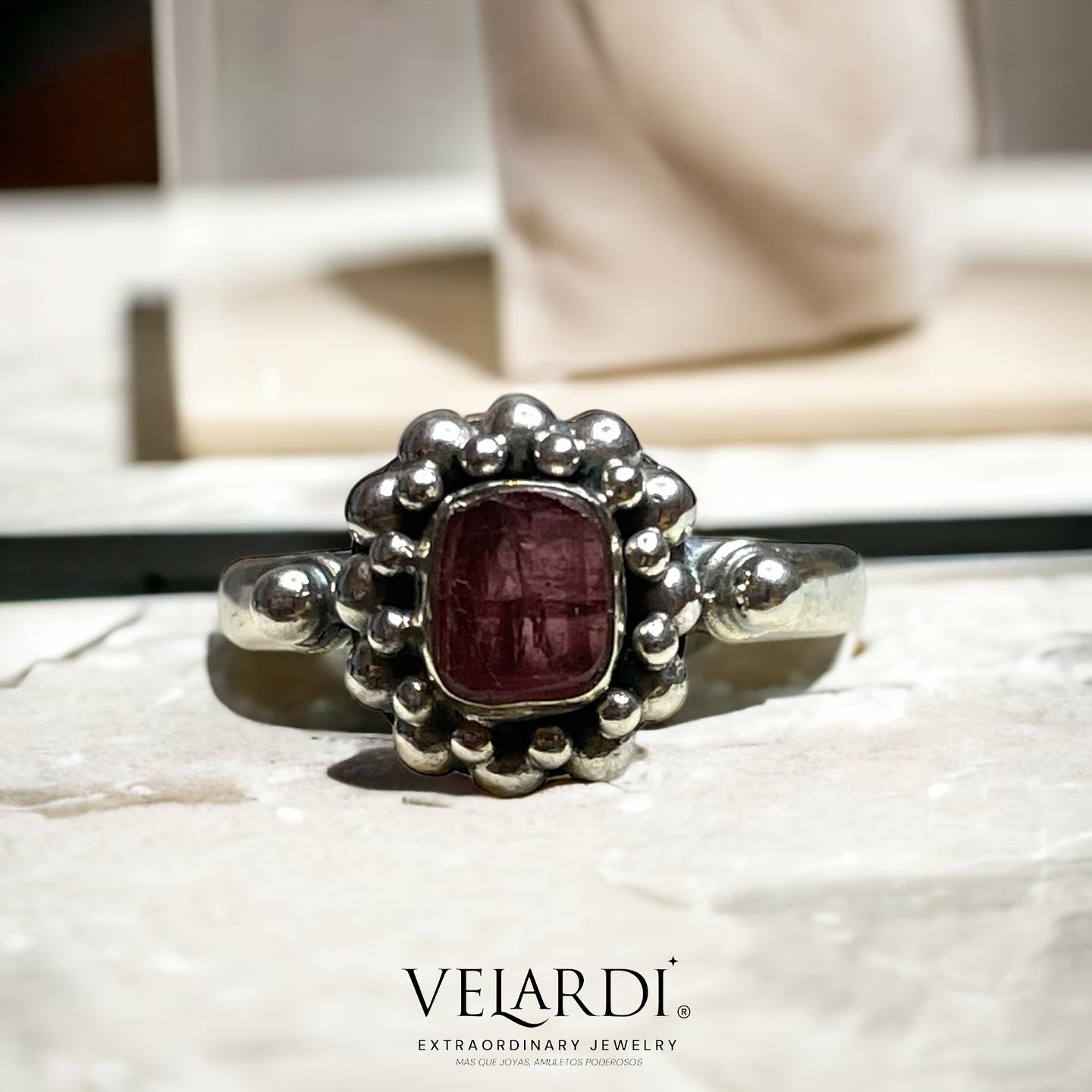 Selene — Anillo de Turmalina Rosa de Bali en Plata 925 - Joyas Velardi