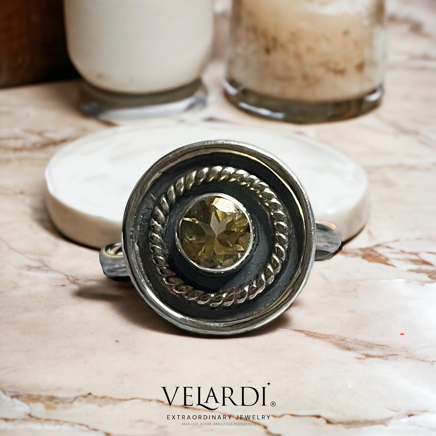 Anillo de Plata 925 con Citrino Natural — Aurora del Sol - Joyas Velardi