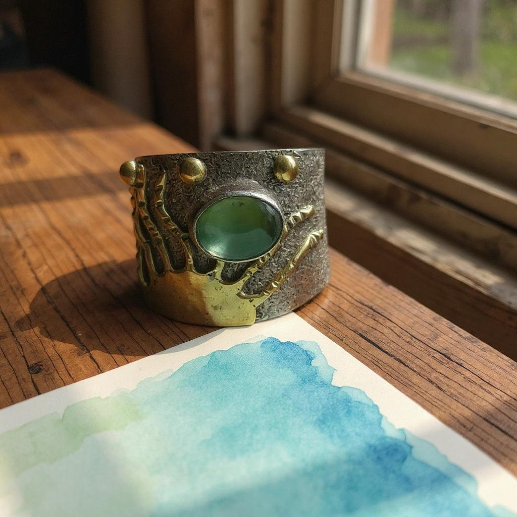 Anillo Nemain – Jade Nefrita Canadiense Plata y Oro - Joyas Velardi