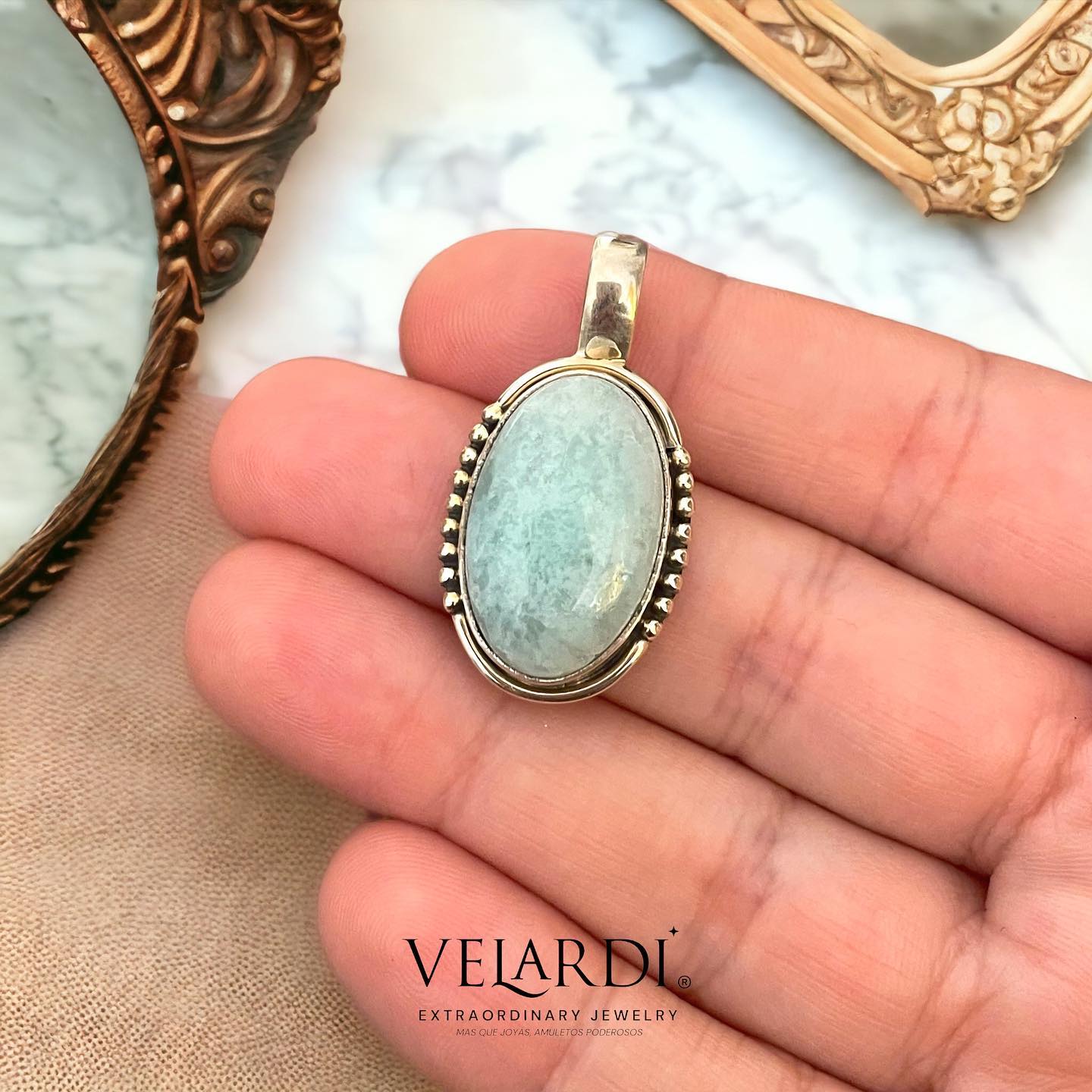 Colgante Thalassa – Amazonita Paraíba en Plata 925 - Joyas Velardi