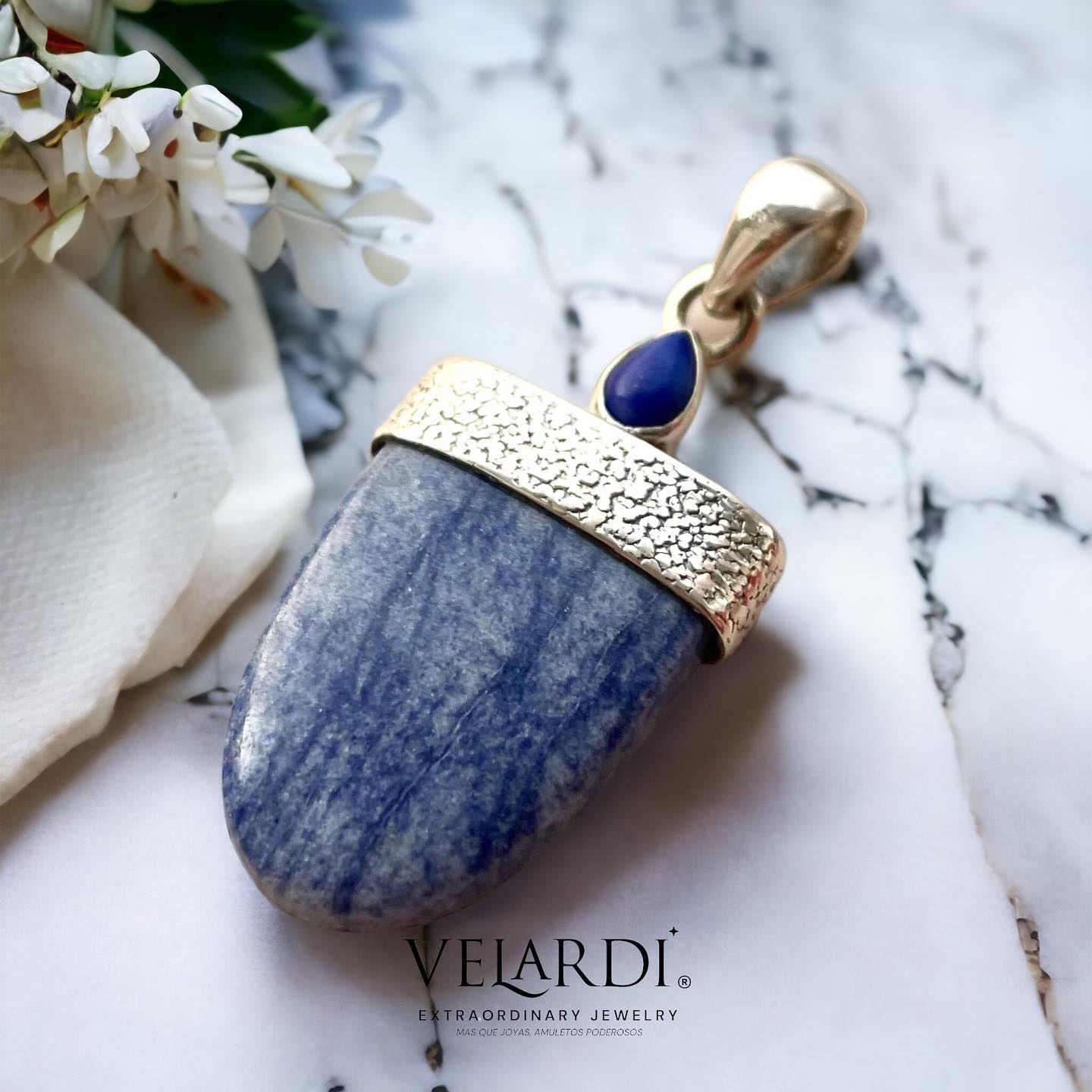 Colgante de Dumortierita Y Lapislazuli de Afganistan - Joyas Velardi
