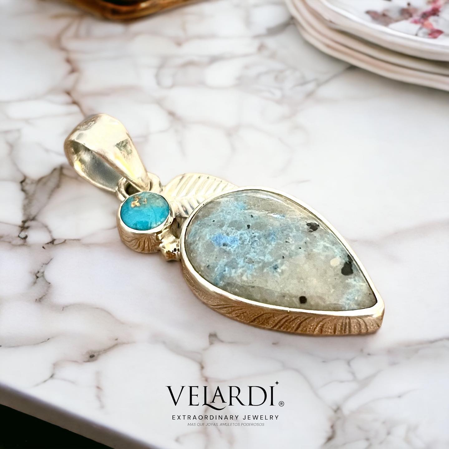 Colgante Isis – Canvasita y Turquesa Azul en Plata 925 - Joyas Velardi