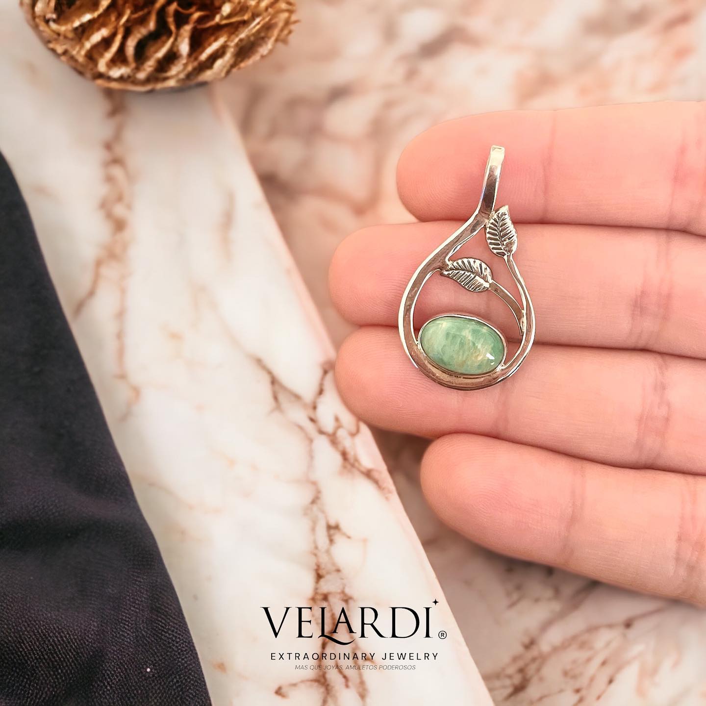 Colgante de Variscita Australiana Plata 925 - Joyas Velardi