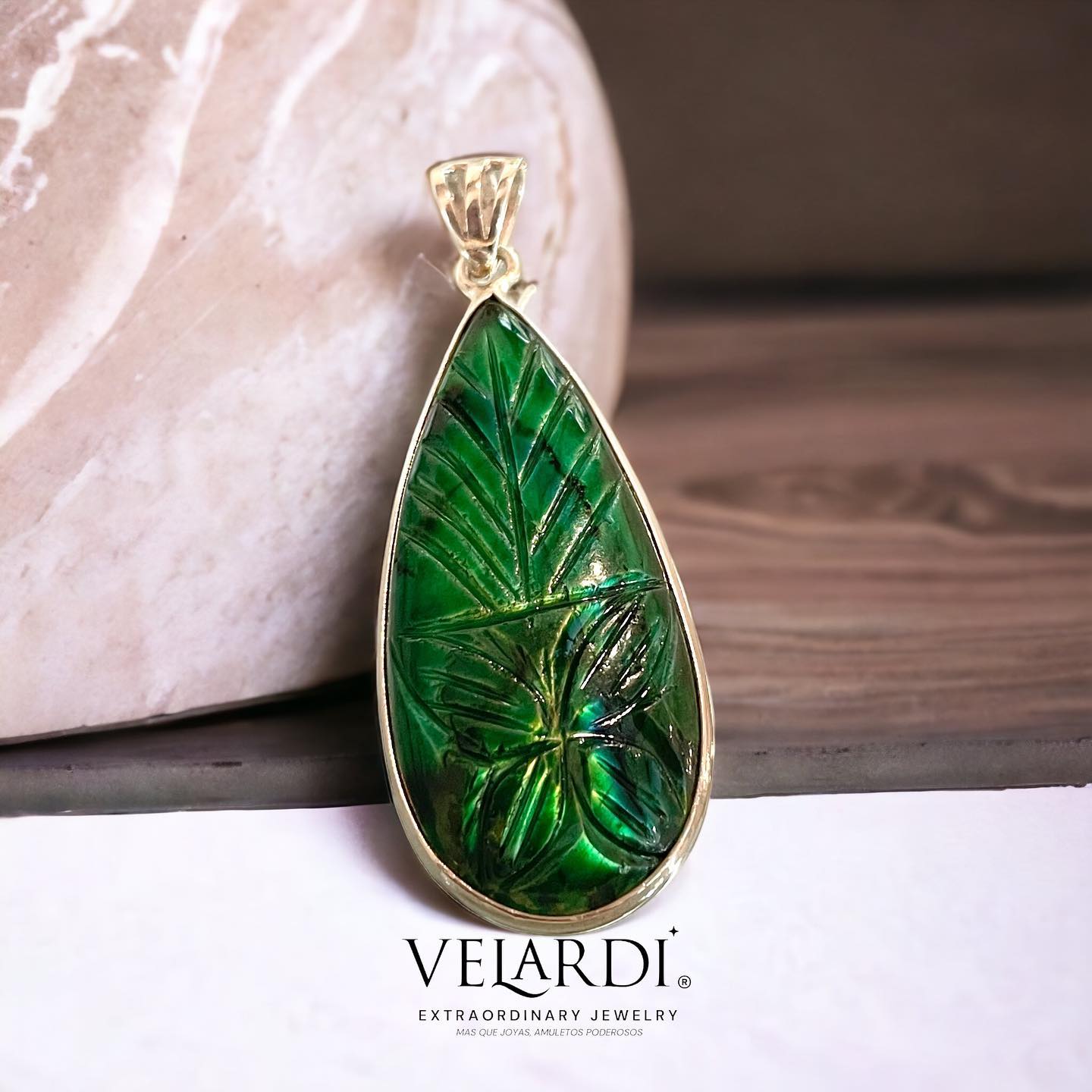 Colgante de labradorita verde Plata 925 - Joyas Velardi