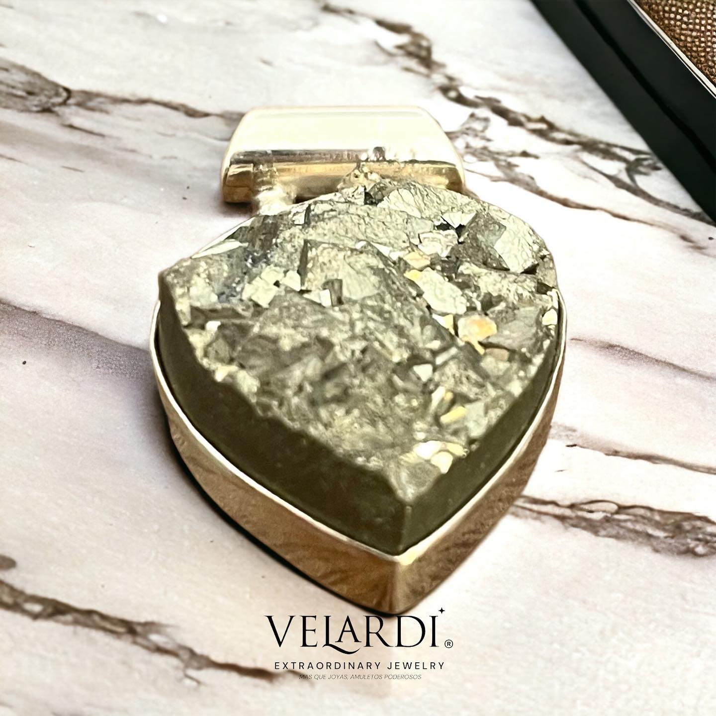 Colgante Pirita Dorada Premium - Plata 925 - Joyas Velardi