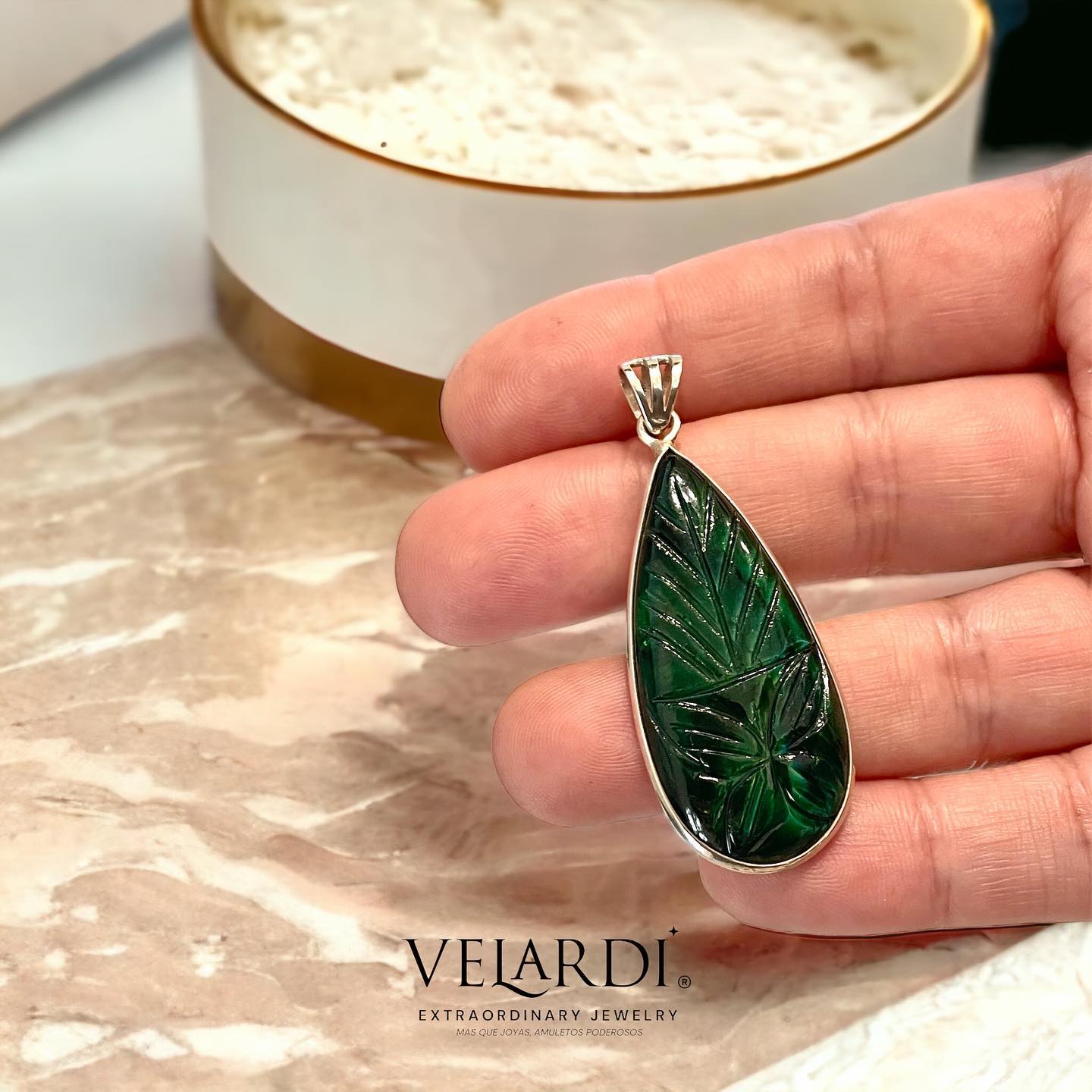 Colgante de labradorita verde Plata 925 - Joyas Velardi