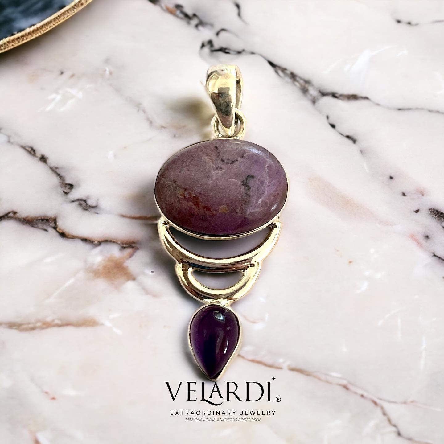 Selene – Colgante de Jade Lavanda y Amatista de África en Plata 925 - Joyas Velardi
