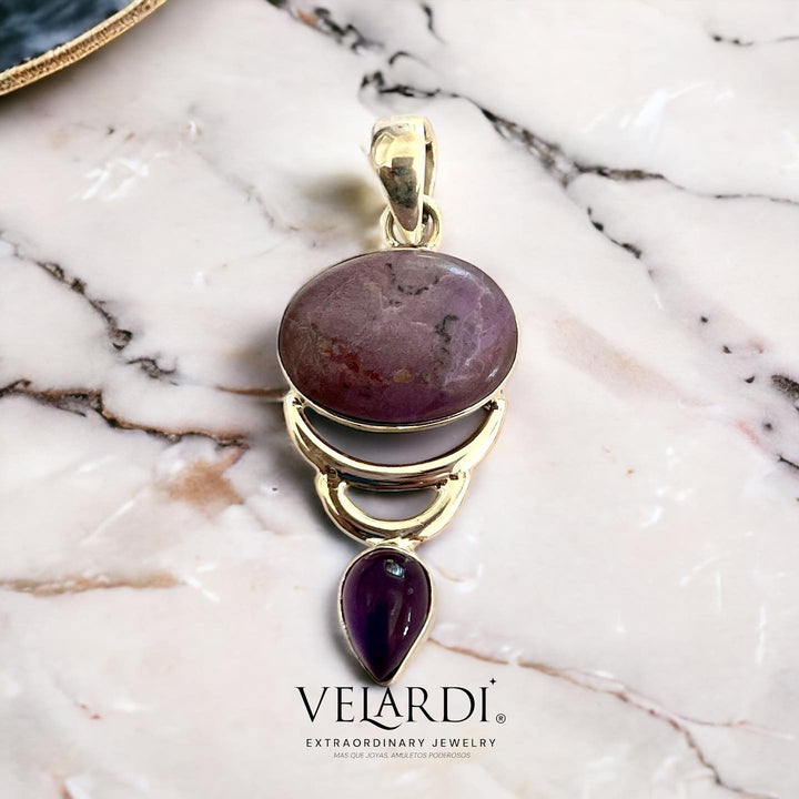 Selene – Colgante de Jade Lavanda y Amatista de África en Plata 925