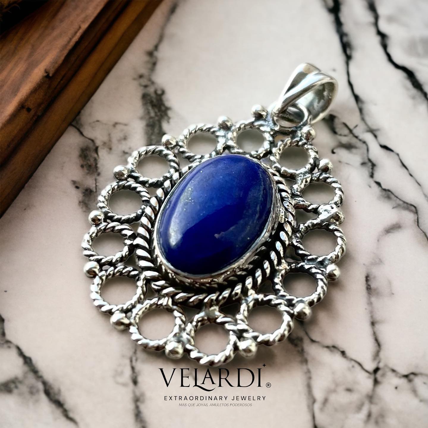 Colgante medallon de Lapislazuli de Afganistan - Joyas Velardi