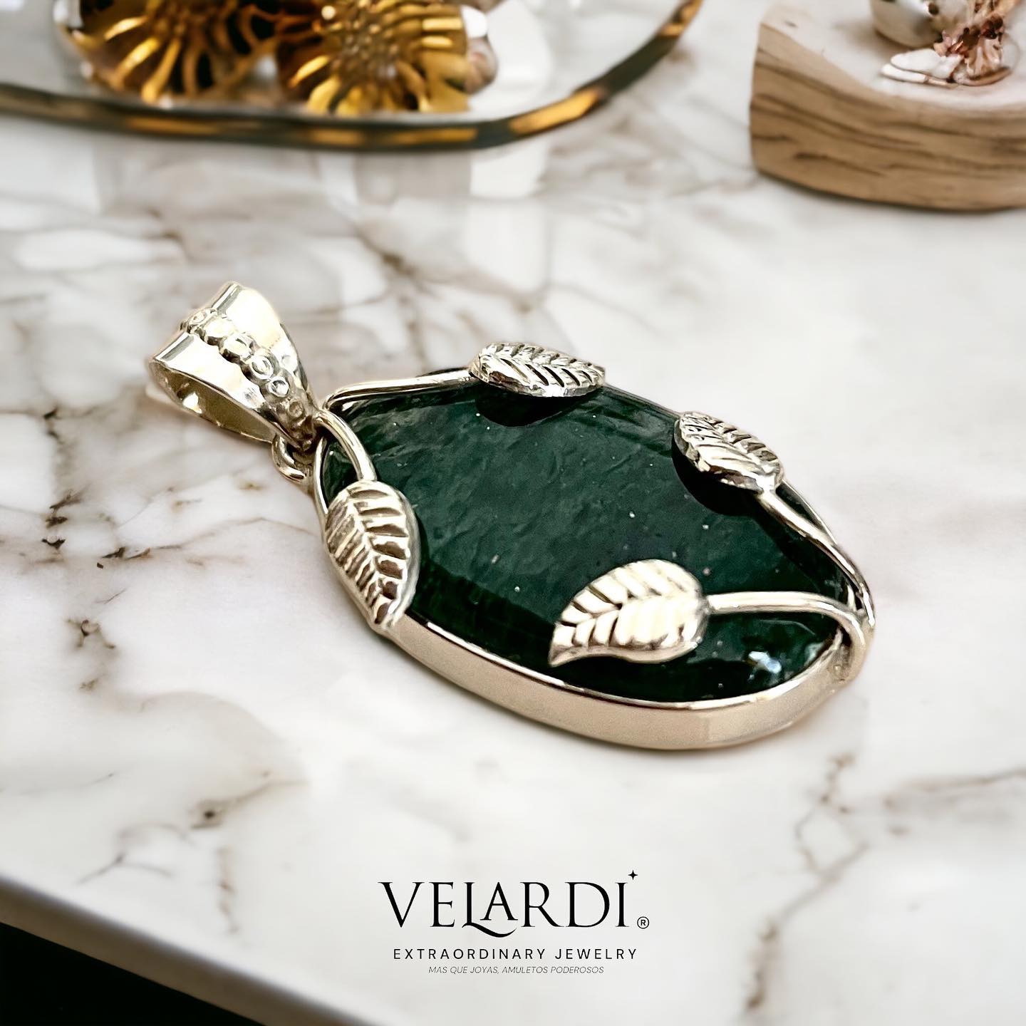 Colgante de Aventurina Verde Nature Plata 925 - Joyas Velardi