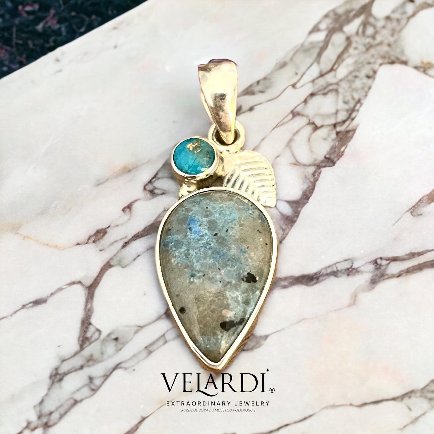 Colgante Isis – Canvasita y Turquesa Azul en Plata 925 - Joyas Velardi