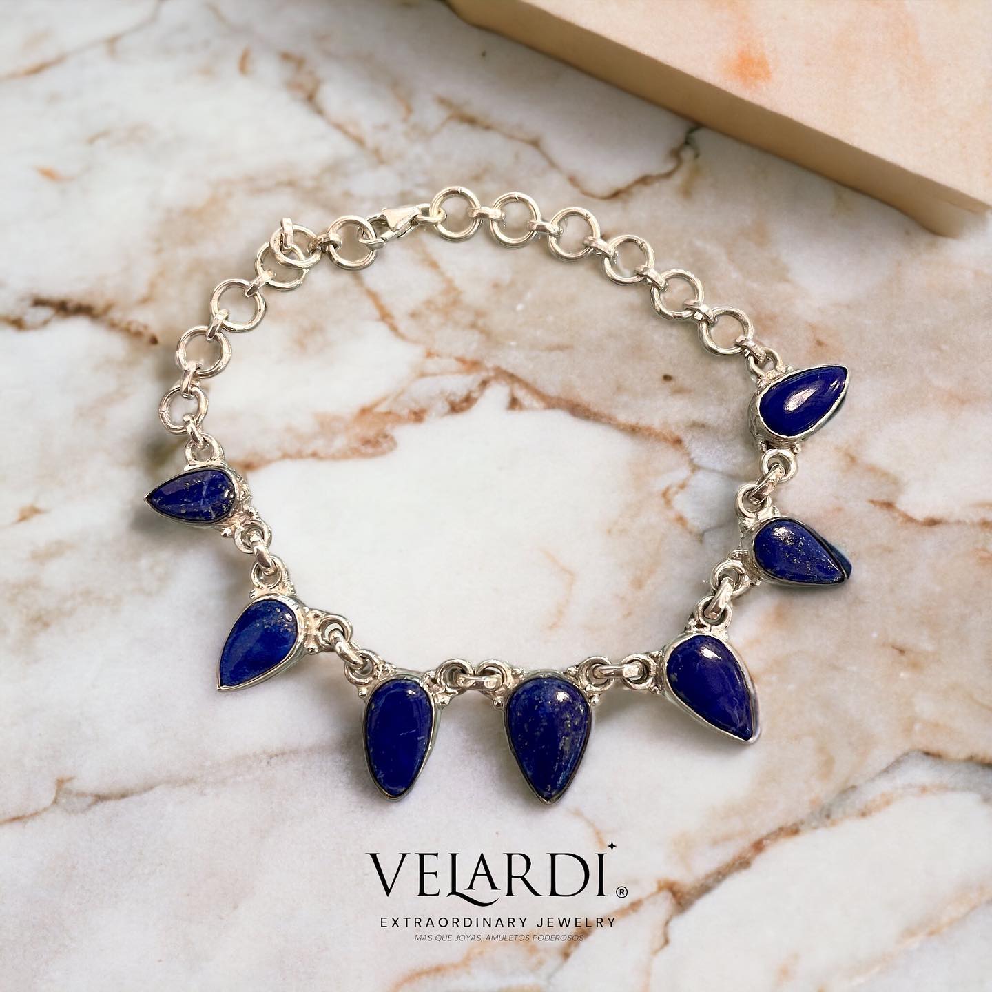 Pulsera de Lapislazuli de Afganistan Plata 925 - Joyas Velardi