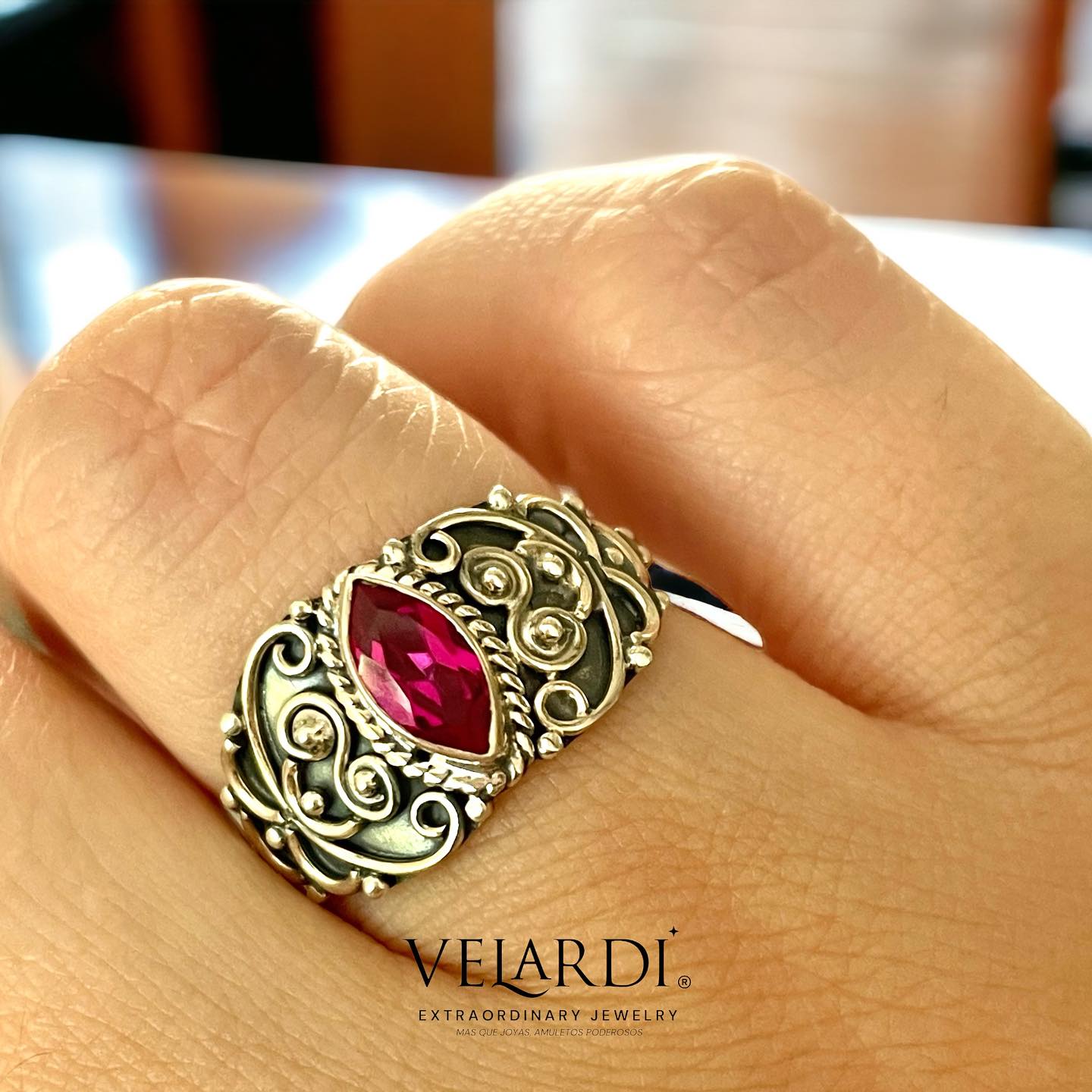 Aphros — Anillo de Rubelita Rosa Natural en Plata 925 - Joyas Velardi