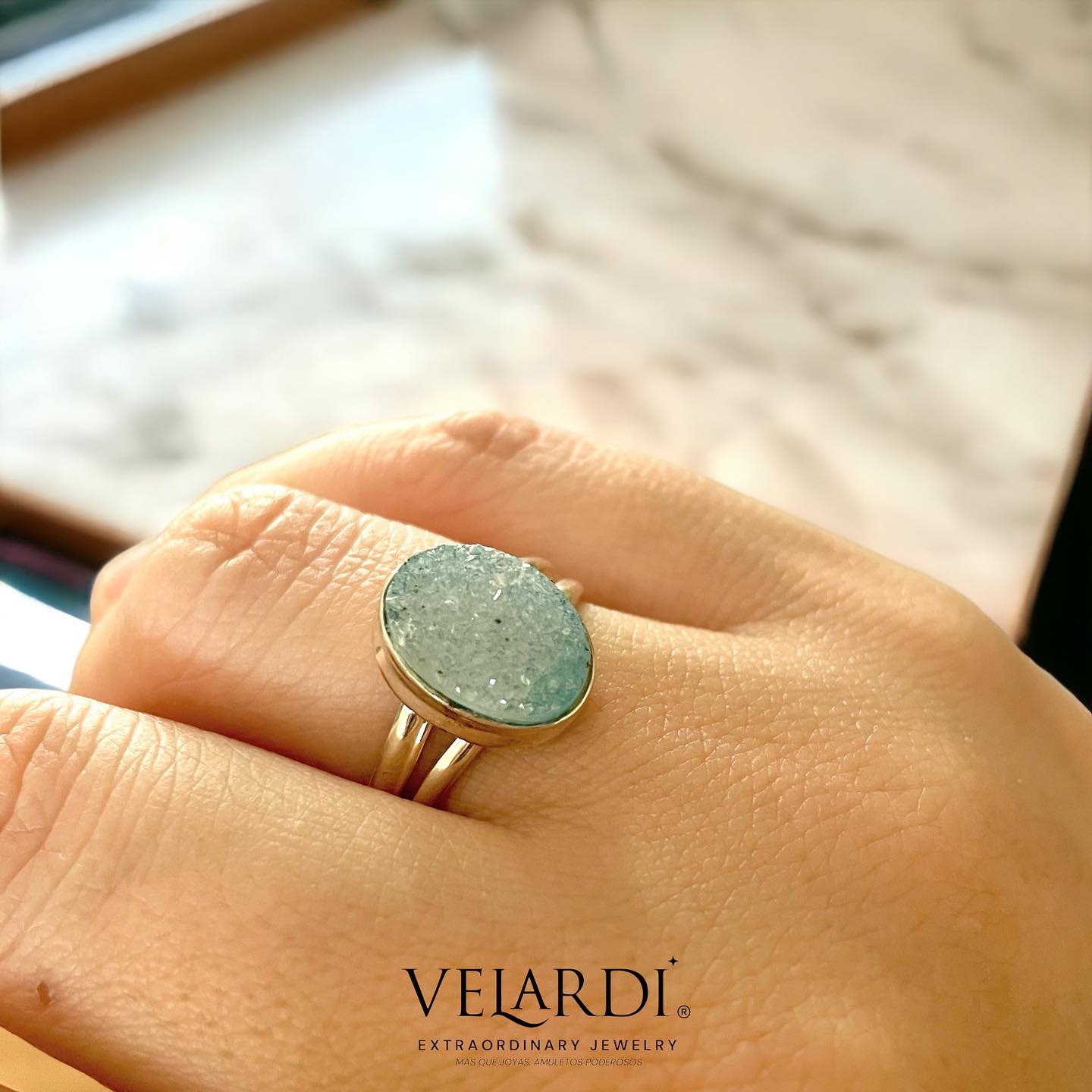 Anillo de Drusa de Titanio Azul – “Oceanis” | Plata 925 - Joyas Velardi