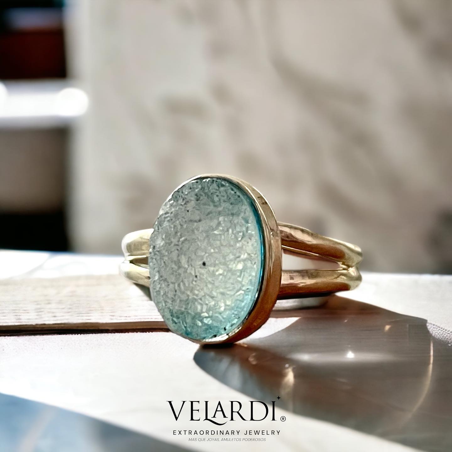 Anillo de Drusa de Titanio Azul – “Oceanis” | Plata 925 - Joyas Velardi