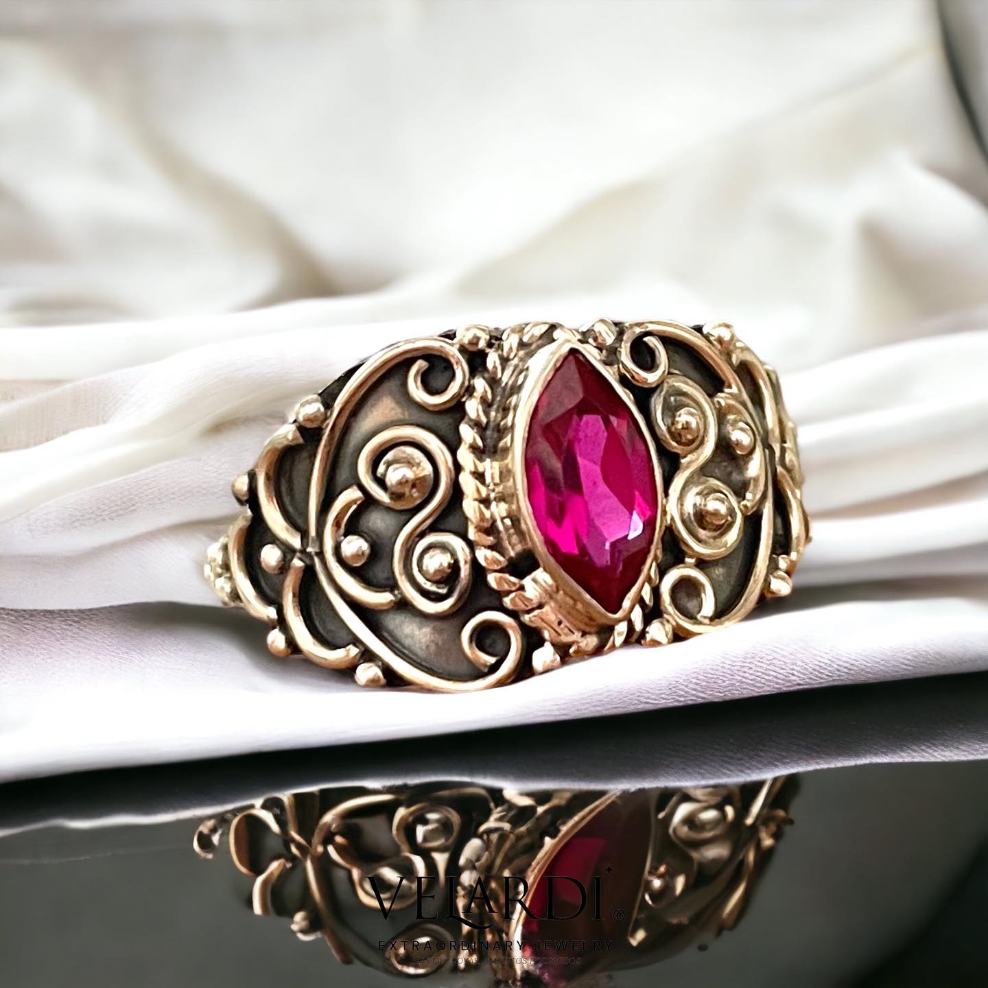 Aphros — Anillo de Rubelita Rosa Natural en Plata 925 - Joyas Velardi