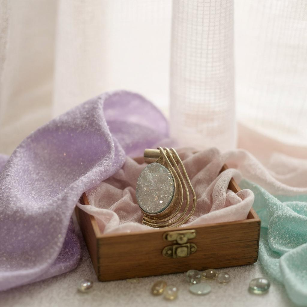 Colgante Elunëa Plata 925 | Drusa de cuarzo con titanio azul - Joyas Velardi