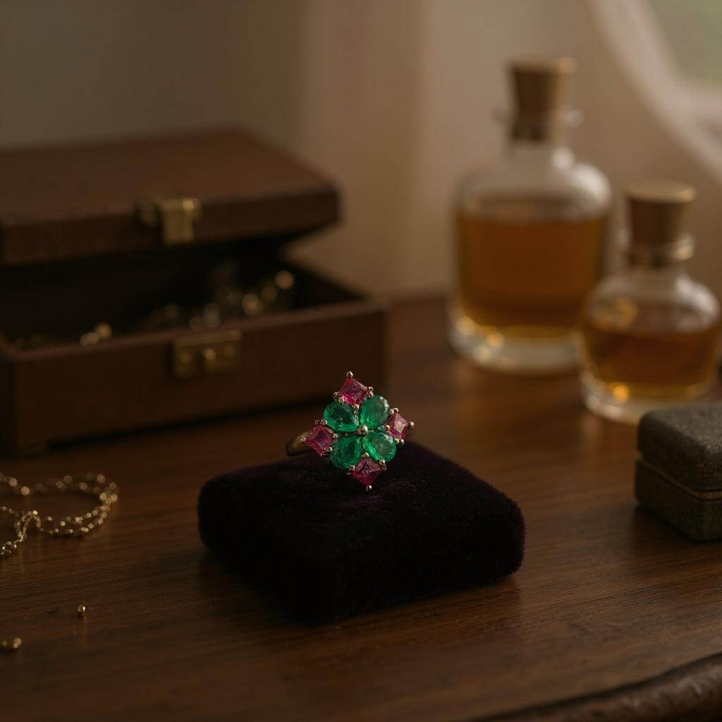 Anillo Antheia - Ónix Verde y Rubelita rosa Plata 925