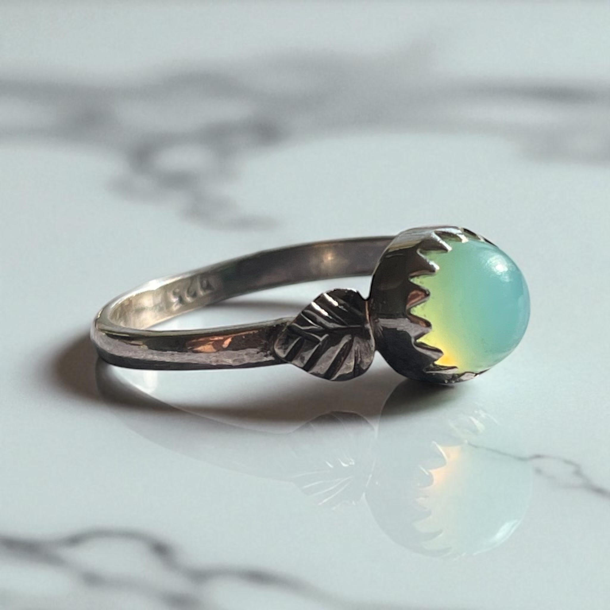 Anillo Calcedonia Aqua Plata 925 - Sirenia