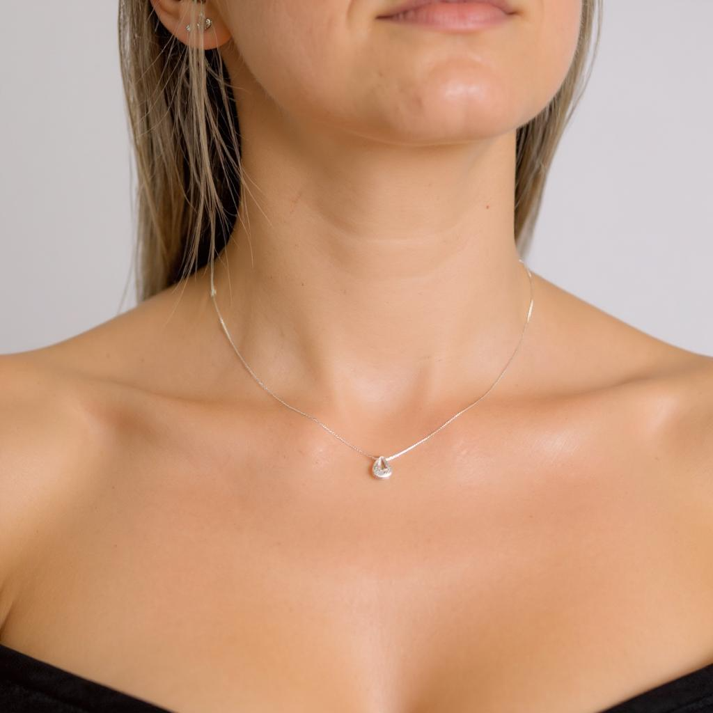 Collar Punto De Luz Swarovski Teardrop Plata 925 - Made In Italy