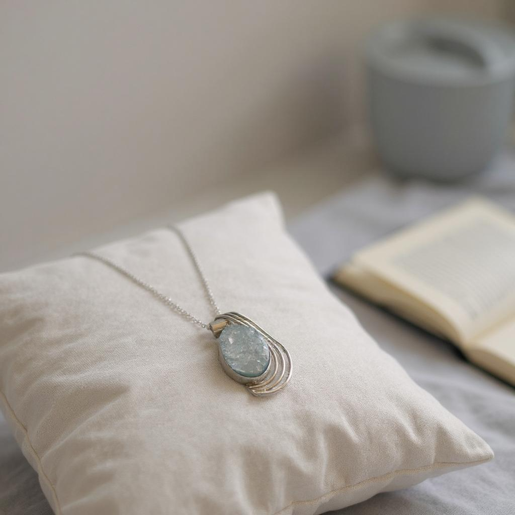 Colgante Elunëa Plata 925 | Drusa de cuarzo con titanio azul - Joyas Velardi