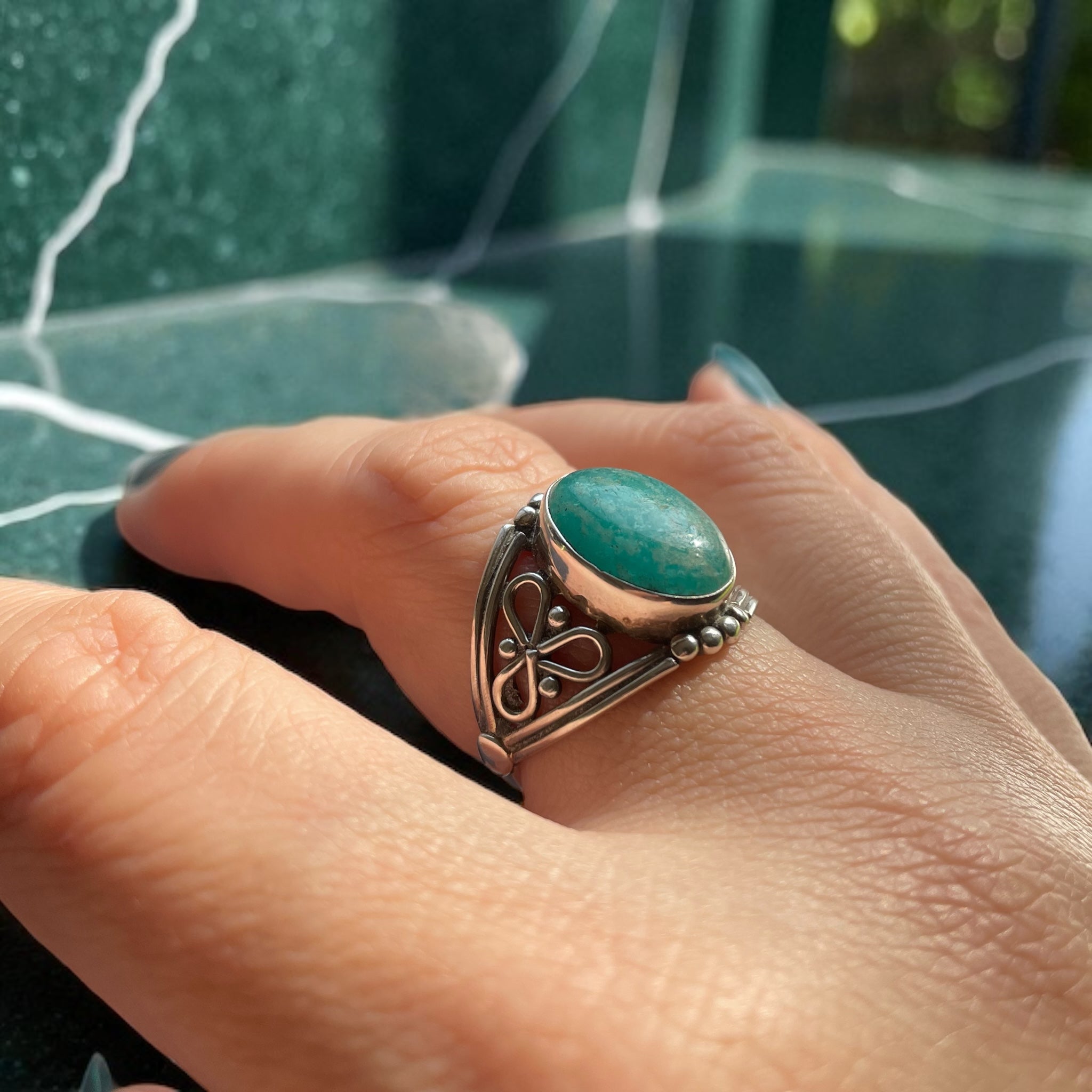 Anillo Amazonita Paraiba Plata 925 - Lily