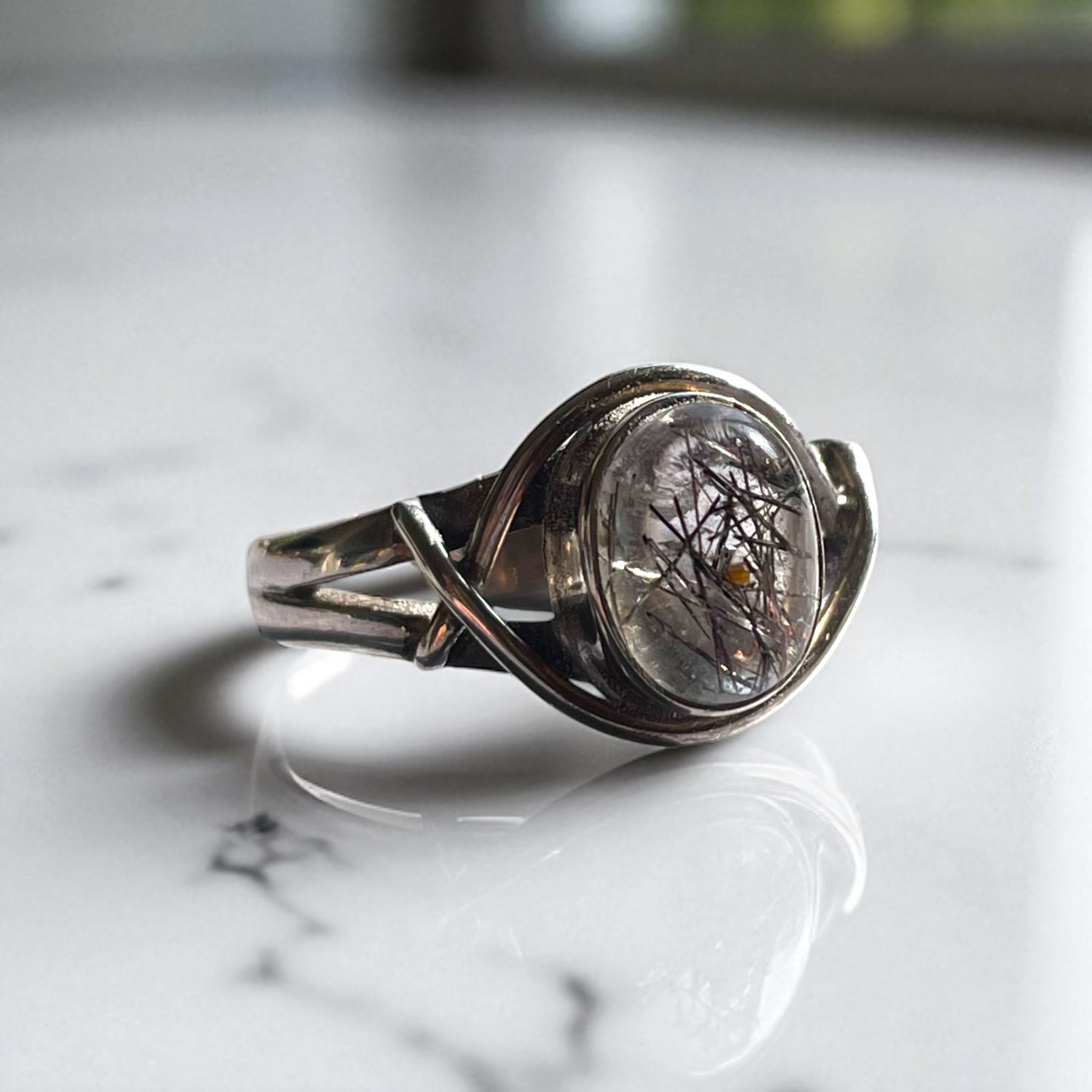 Anillo Turmalina negra en Cuarzo - Plata 925