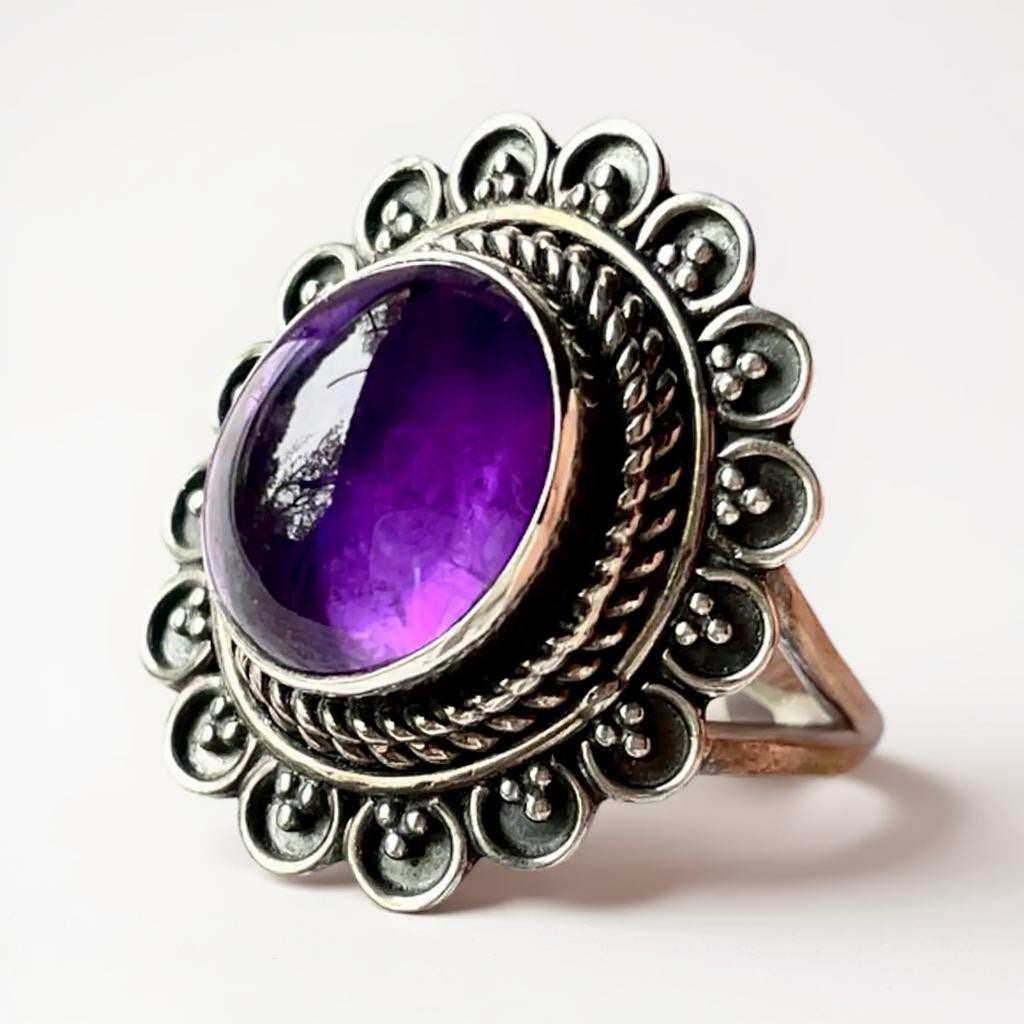 Anillo Amatista De África Plata 925 Velardi Diseño De Autor - Joyas Velardi