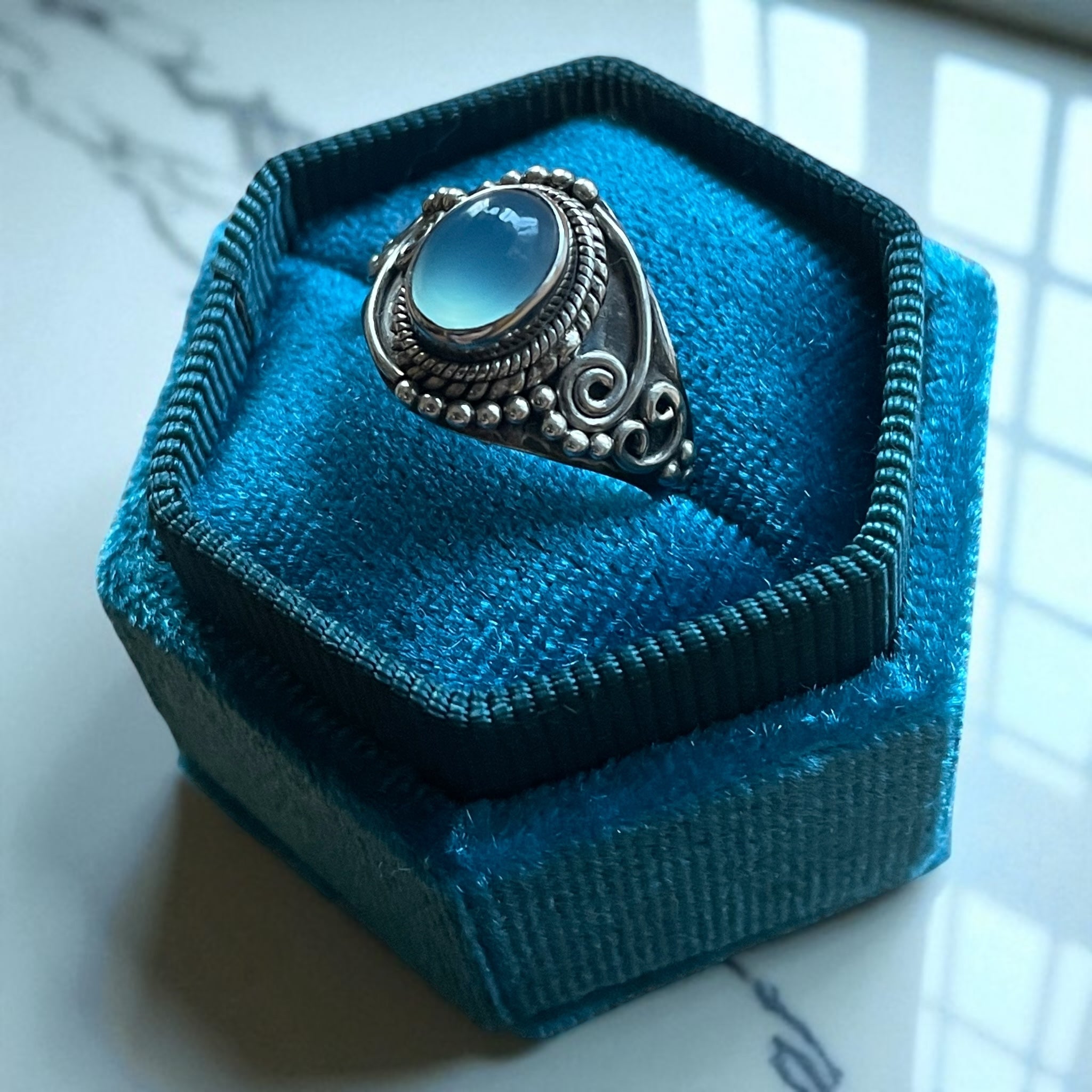 Anillo Ankara - Calcedonia de Turkia y Plata 925
