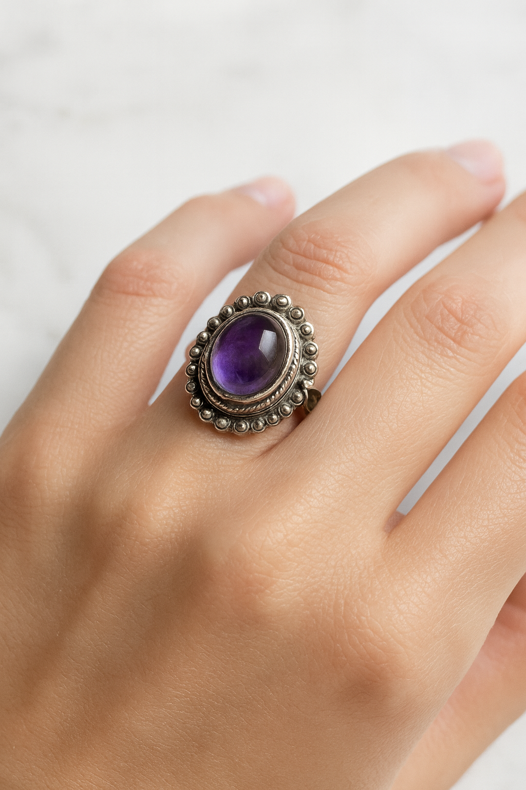 Anillo de Amatista de África Plata 925