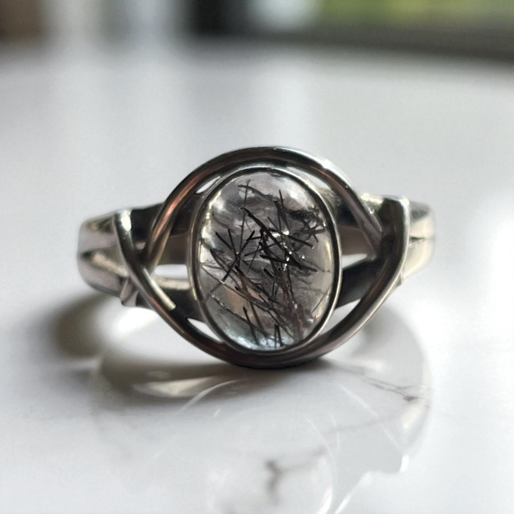 Anillo Turmalina negra en Cuarzo - Plata 925