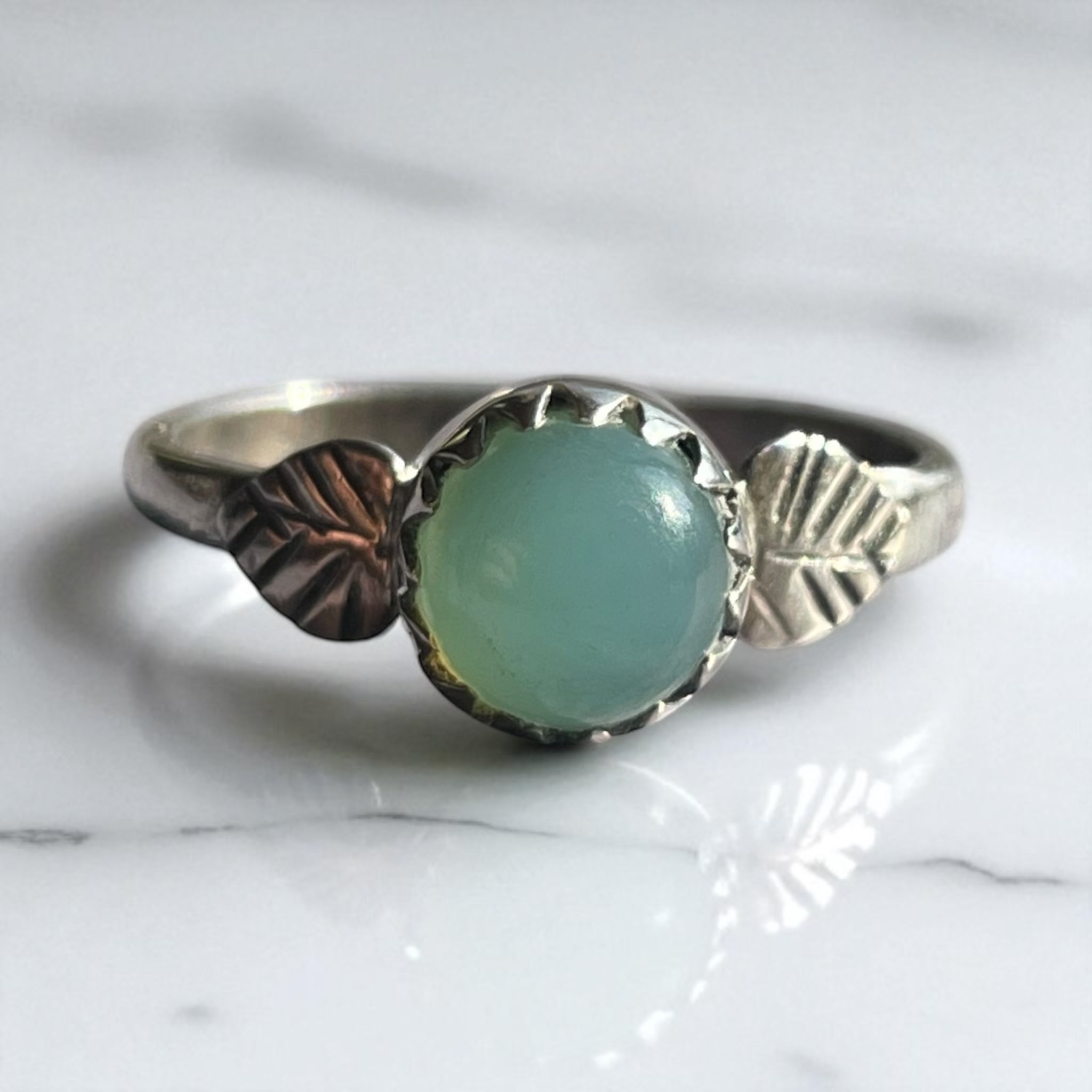 Anillo Calcedonia Aqua Plata 925 - Sirenia