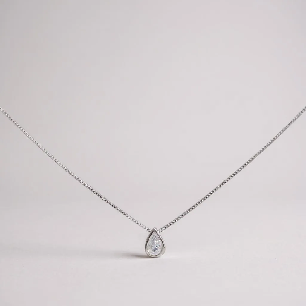 Collar Punto De Luz Swarovski Teardrop Plata 925 - Made In Italy