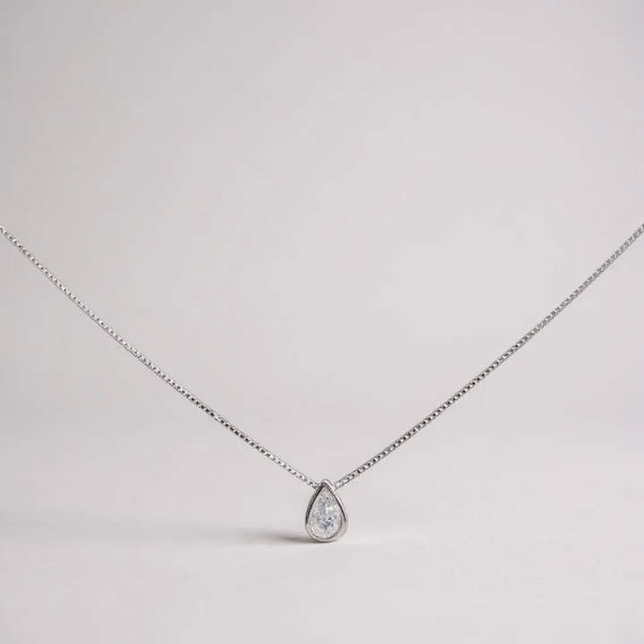Collar Punto De Luz Swarovski Teardrop Plata 925 - Made In Italy