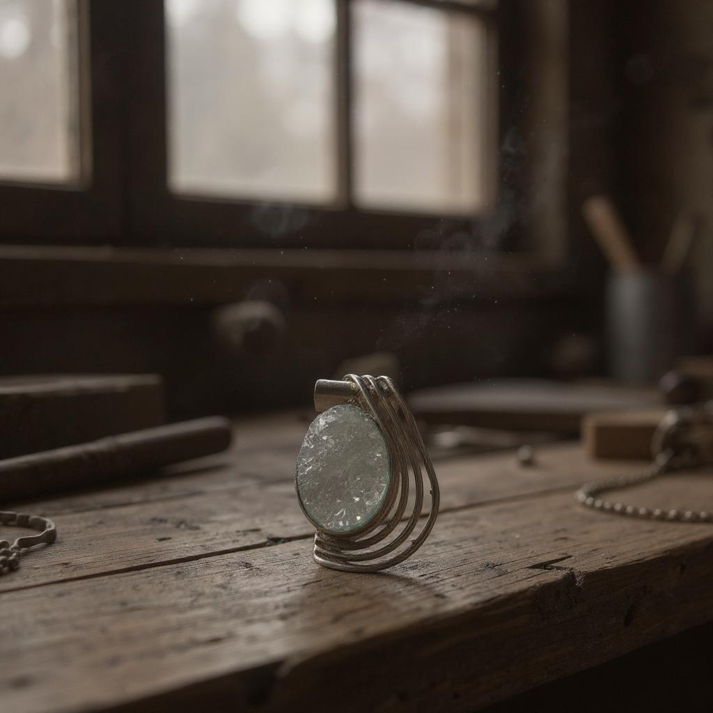 Colgante Elunëa Plata 925 | Drusa de cuarzo con titanio azul - Joyas Velardi