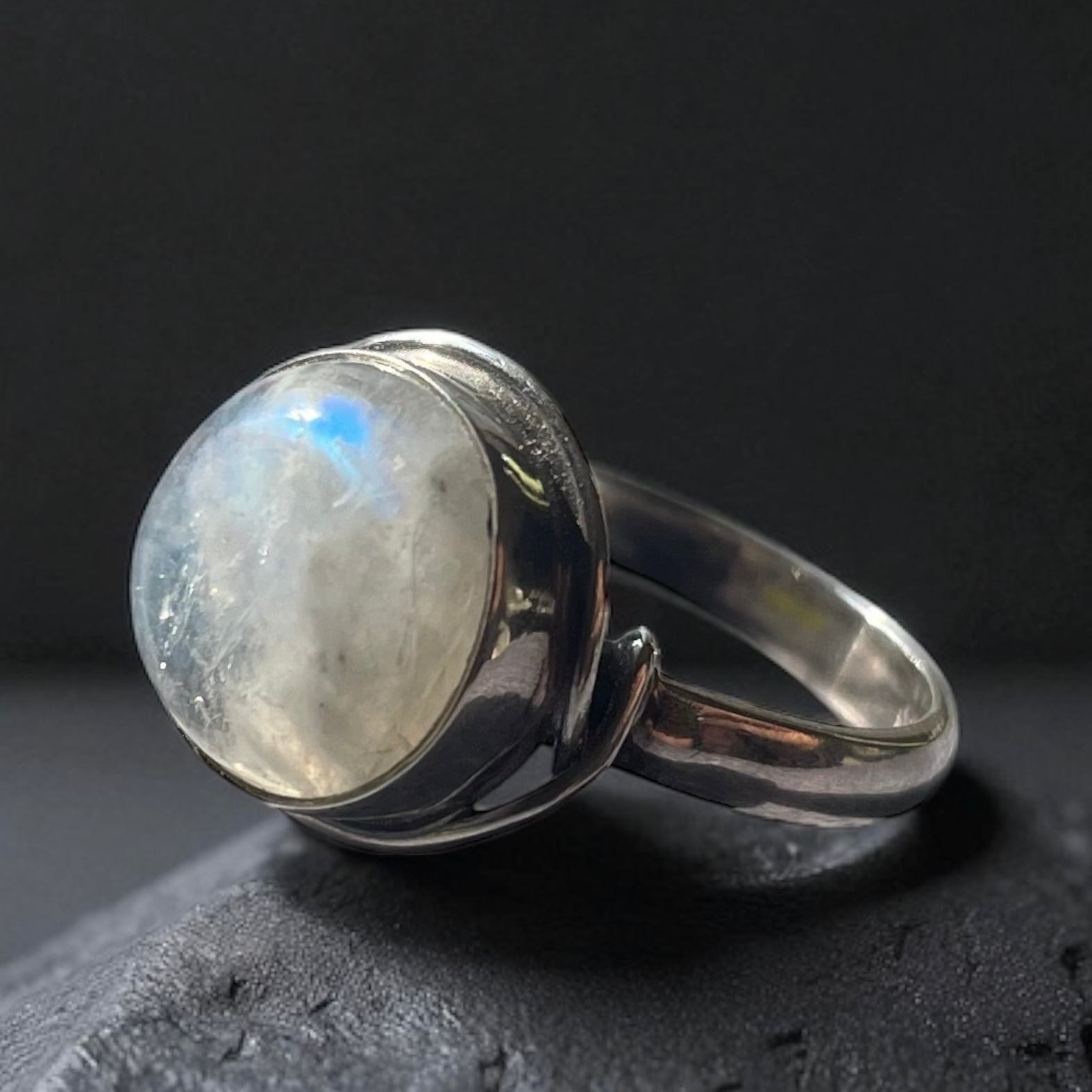 Anillo Piedra luna arcoíris de la India Plata 925 - Isil