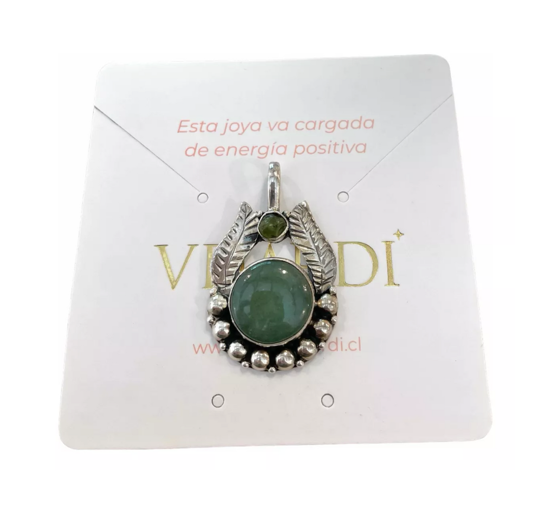 Colgante De Aventurina Verde Y Peridoto en Plata 925