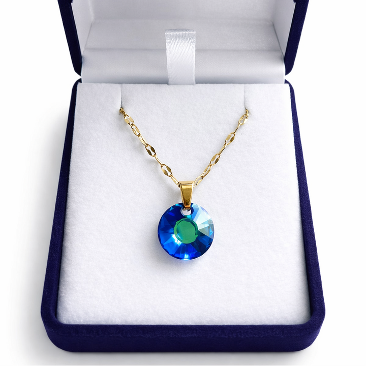 Collar punto de luz sun cristal azul Enchapado en oro