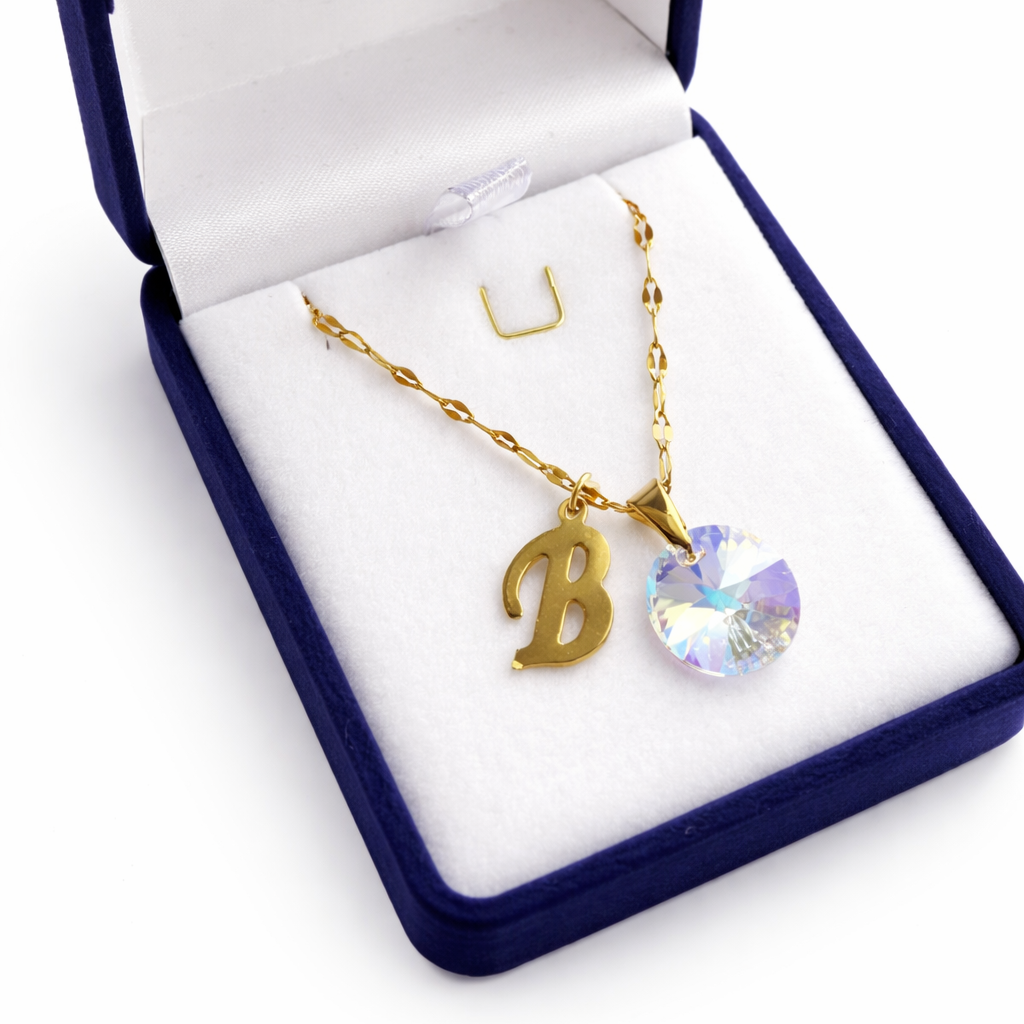 Collar Personalizado Inicial y Cristal