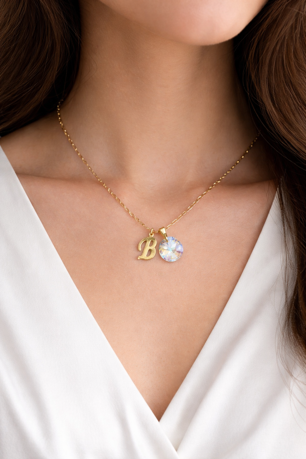 Collar Personalizado Inicial y Cristal