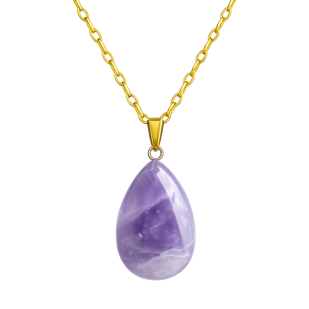 Collar gota de amatista enchapado en oro 18K