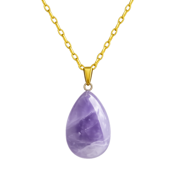 Collar gota de amatista enchapado en oro 18K
