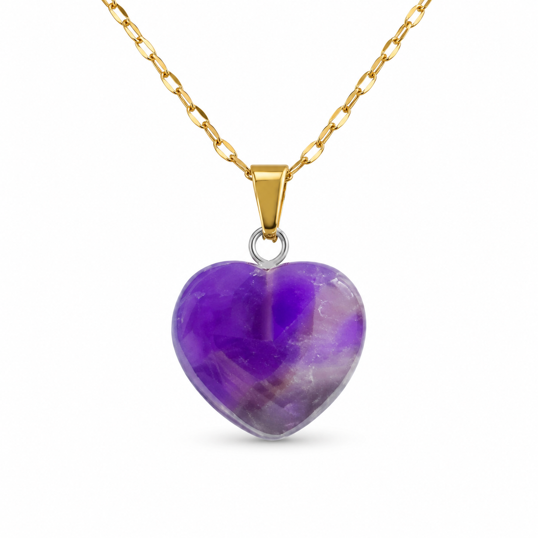 Collar amatista corazon enchape de oro 18K