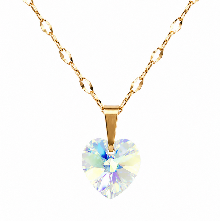 Collar corazon cristal 10mm austriaco enchapado en oro 18k