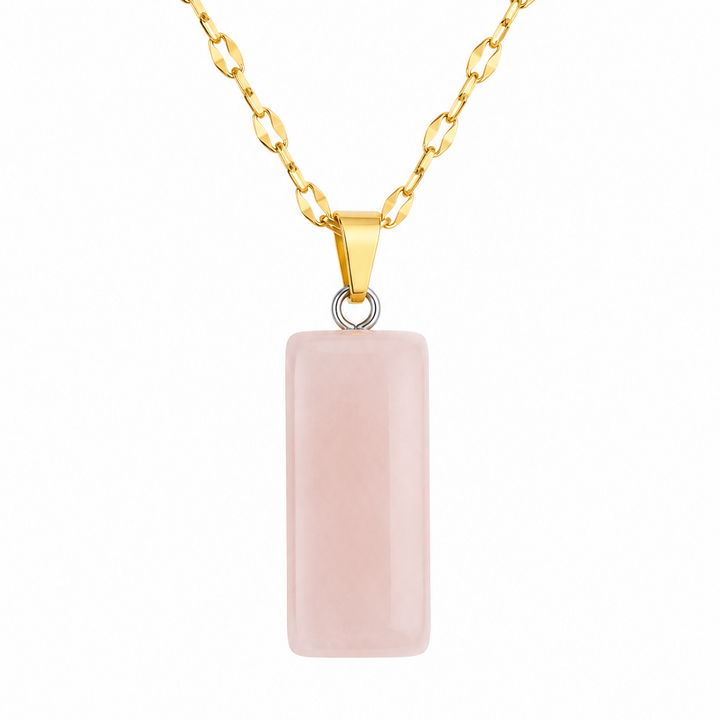 Collar cuarzo rosado torre enchapado en oro 18K
