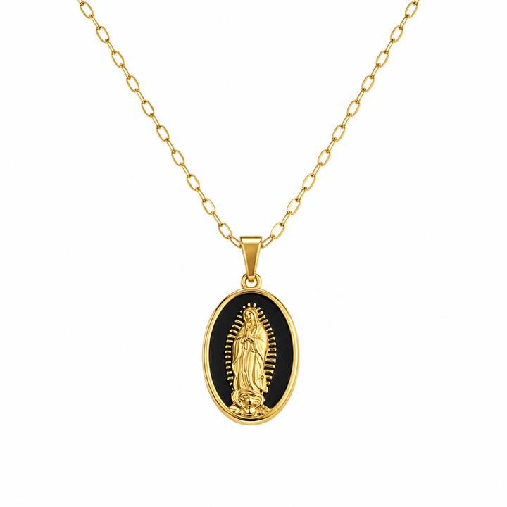 Collar medalla virgen de guadalupe negro