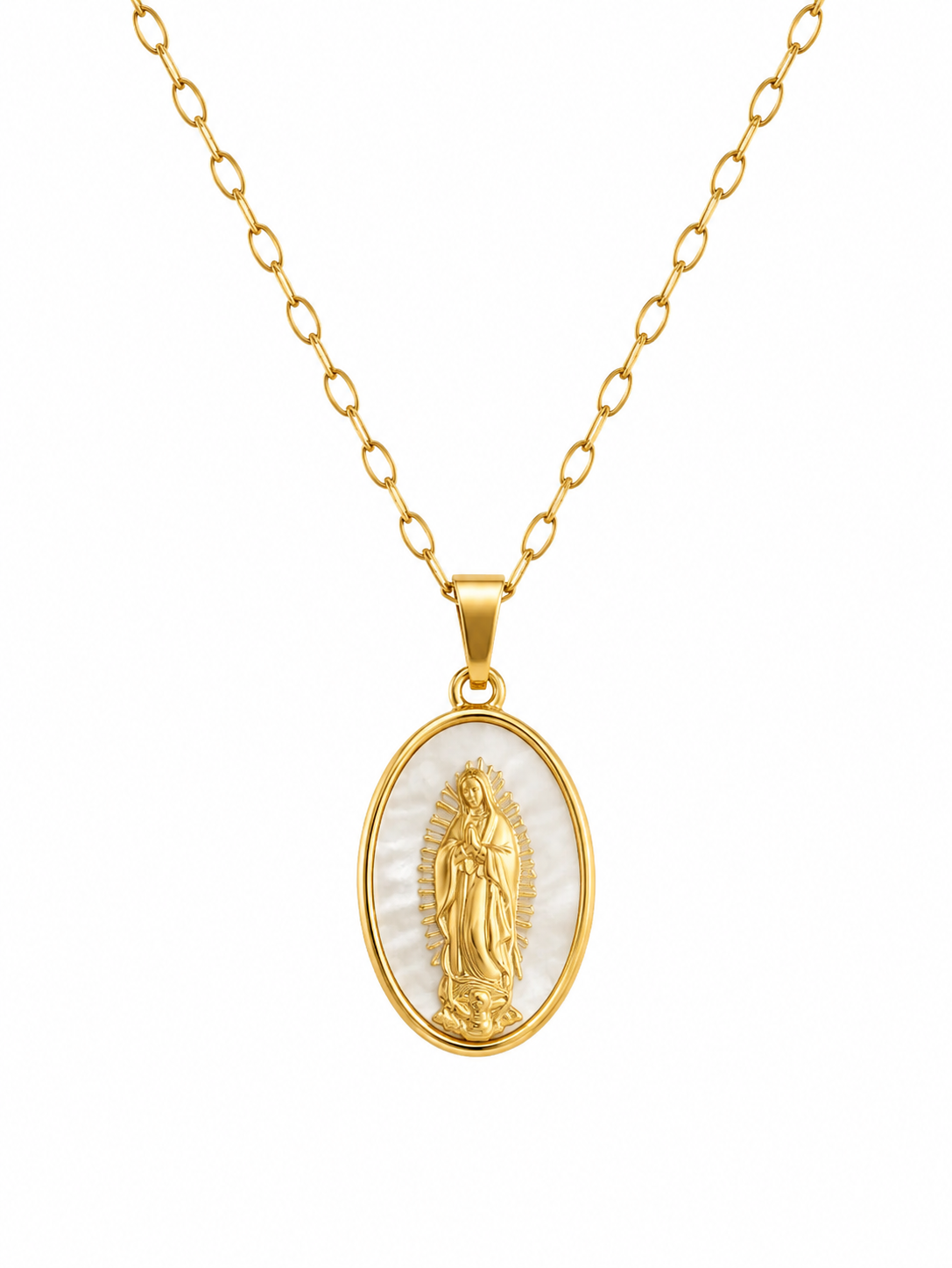 Collar medalla virgen de guadalupe blanco