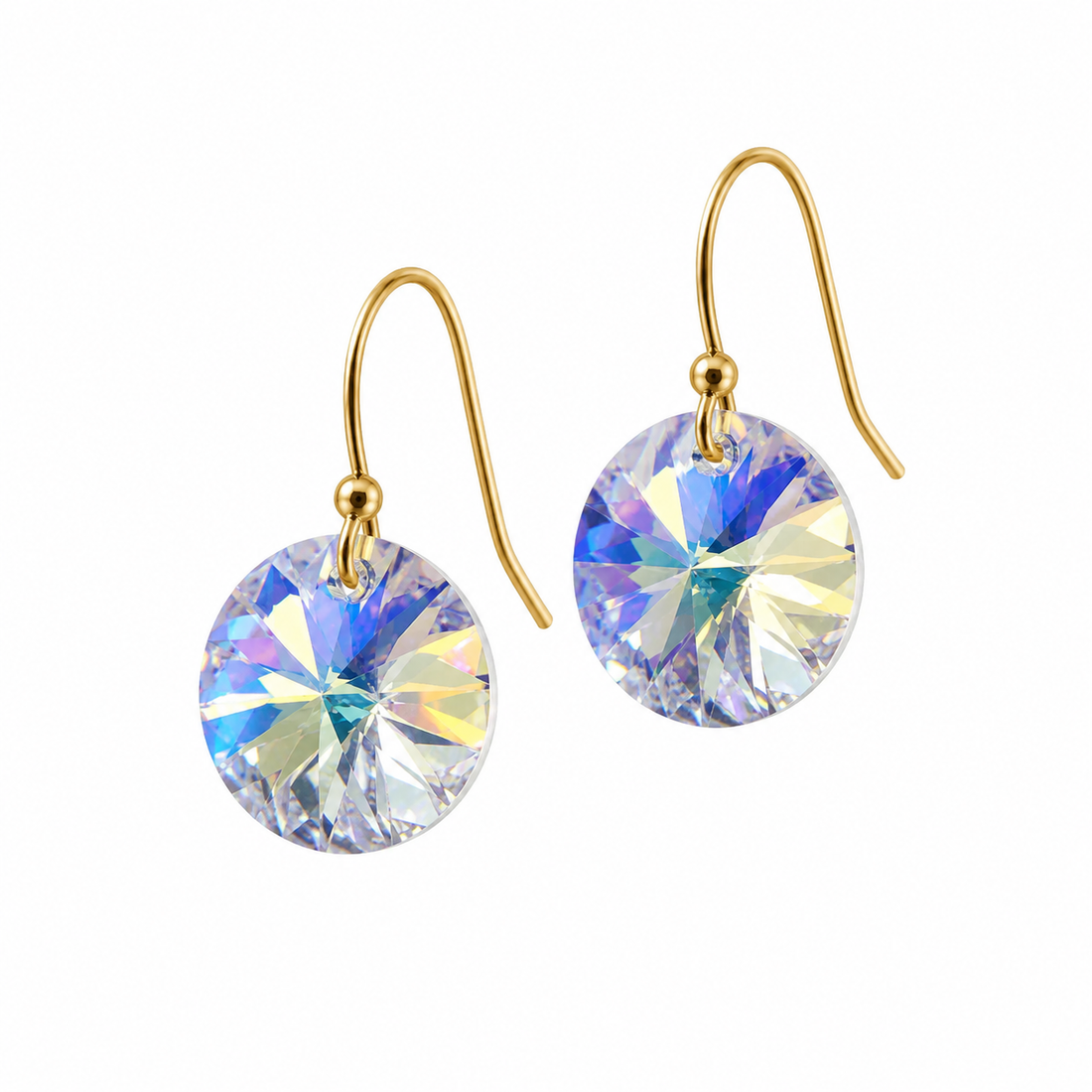 Aros cristal Rivoli enchapados en oro 18k